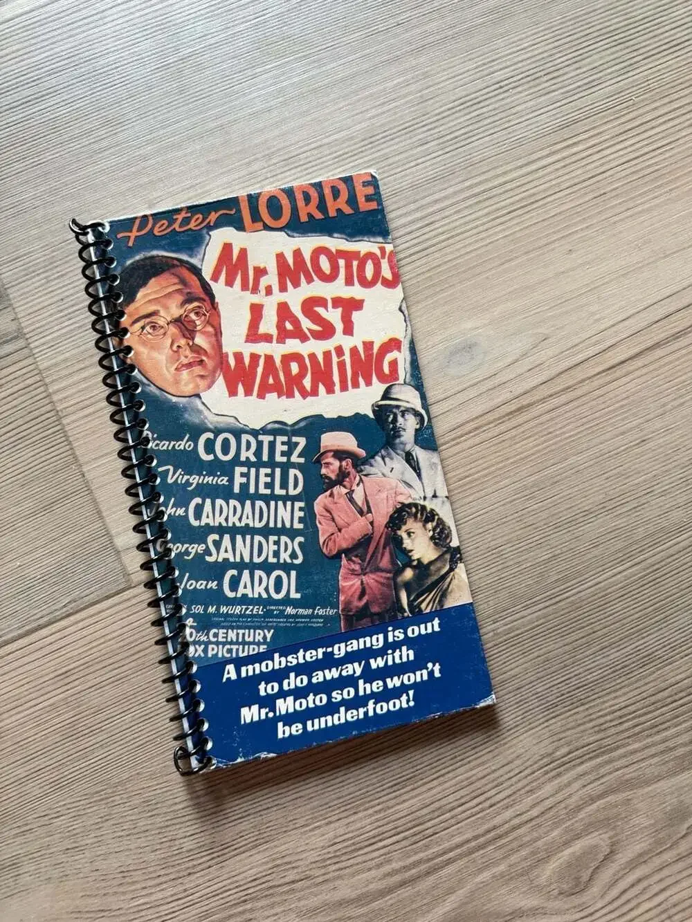 Upcycled Mr. Moto's Last Warning 1939 Movie VHS Cover Spiral Bound Notebook